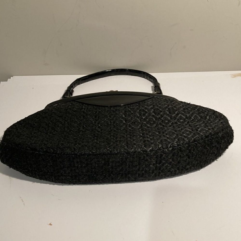 Vintage Lewis black macramé grandma bag